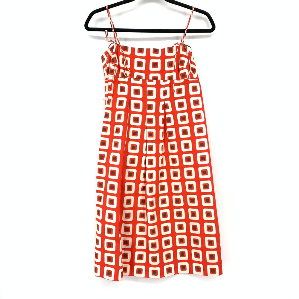 Kookai A-Line Dress Empire Waist Womens Size 38 US 6 Geometric Print Red White